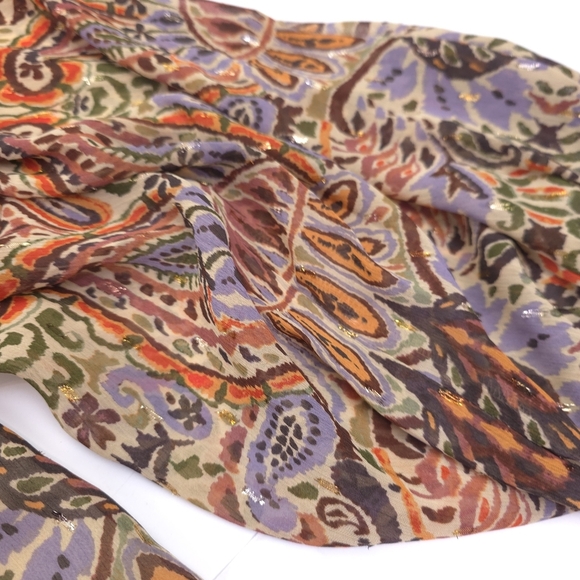 Fate Sheer Lined Women's Multicolor Paisley Button Down Top Sz L - Picture 9 of 13